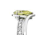 White gold Fancy Yellow Pear  Solitaire Diamond Ring with Split Shank and Prong Setting_46