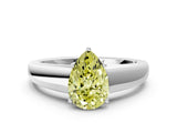 White gold Fancy Yellow Pear  Solitaire Diamond Ring with Tapered Band and Four-Prong Setting_49