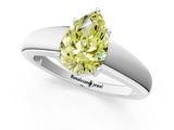 White gold Fancy Yellow Pear  Solitaire Diamond Ring with Tapered Band and Four-Prong Setting_50