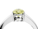 White gold Fancy Yellow Pear  Solitaire Diamond Ring with Tapered Band and Four-Prong Setting_53