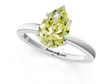 White gold Fancy Yellow Pear  Solitaire Diamond Ring with Thin Band and Four-Prong Setting_25