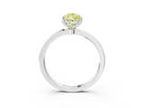 White gold Fancy Yellow Pear  Solitaire Diamond Ring with Thin Band and Four-Prong Setting_6