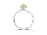 White gold Fancy Yellow Pear  Solitaire Diamond Ring with Thin Band and Four-Prong Setting_99