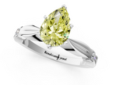White gold Fancy Yellow Pear  Solitaire Diamond Twisted Band with Four-Prong Setting_95