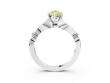 White gold Fancy Yellow Pear  Solitaire Diamond Twisted Band with Four-Prong Setting_97