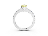 White gold Fancy Yellow Pear  Solitaire Diamond with Pavé Band and Four-Prong Setting_48
