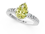 White gold Fancy Yellow Pear  Solitaire Diamond with Pavé Band and Four-Prong Setting_50