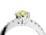 White gold Fancy Yellow Pear  Solitaire Diamond with Pavé Band and Four-Prong Setting_53