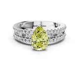White gold Fancy Yellow Pear  Solitaire Diamond with Pave and Channel Set Band_38