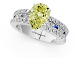 White gold Fancy Yellow Pear  Solitaire Diamond with Pave and Channel Set Band_39