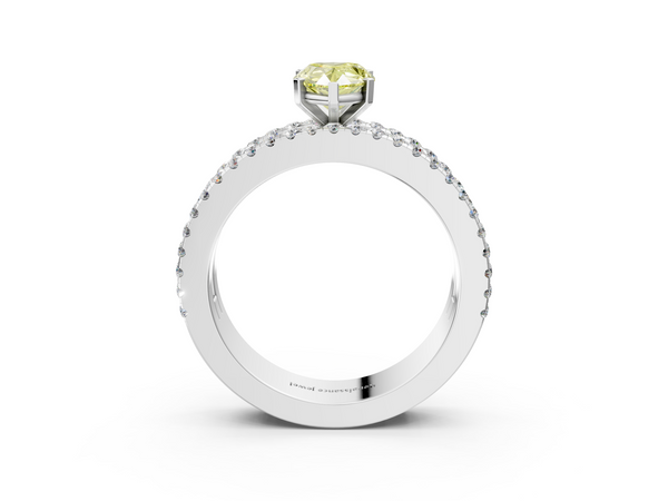 Platinum Pear-Shaped Pave and Baguette Engagement Ring Setting for Fancy Yellow Center