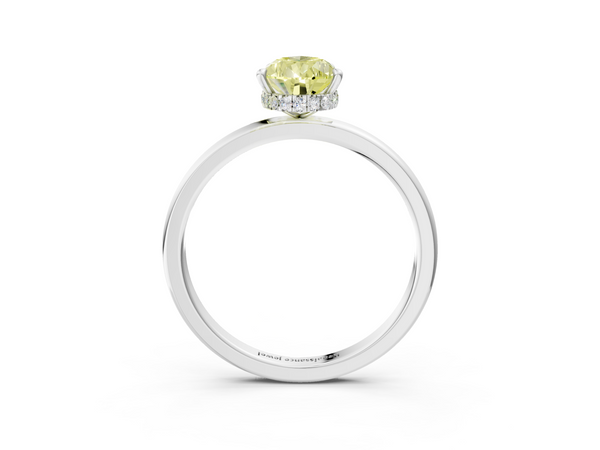 Platinum Fancy Yellow Pear  Solitaire Engagement Ring with Cathedral Band and Four-Prong Setting