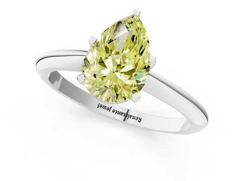 White gold Fancy Yellow Pear  Solitaire Engagement Ring with Classic Band and Four-Prong Setting_71