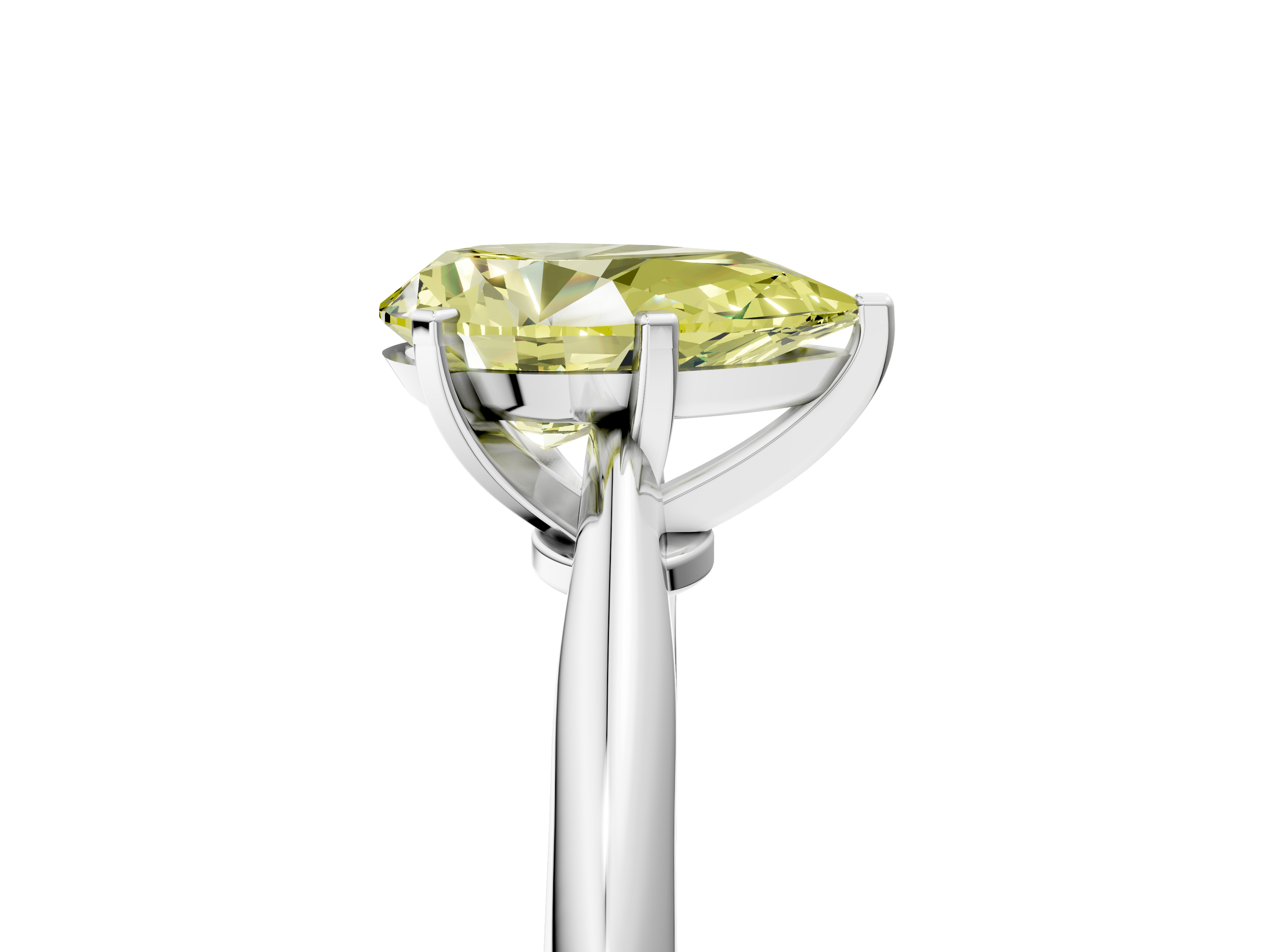 White gold Fancy Yellow Pear  Solitaire Engagement Ring with Classic Band and Four-Prong Setting_75