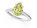 White gold Fancy Yellow Pear  Solitaire Engagement Ring with Four-Prong Setting and Classic Band 1