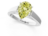 White gold Fancy Yellow Pear  Solitaire Engagement Ring with Four-Prong Setting and Tapered Band_4