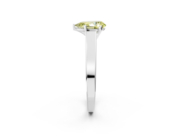 Platinum Fancy Yellow Pear  Solitaire Engagement Ring with Four-Prong Setting and Tapered Band