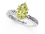 White gold Fancy Yellow Pear  Solitaire Engagement Ring with Scrollwork Band and Four-Prong Setting_112
