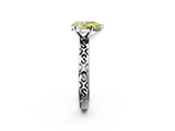 White gold Fancy Yellow Pear  Solitaire Engagement Ring with Scrollwork Band and Four-Prong Setting_115