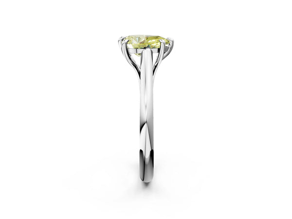 White gold Fancy Yellow Pear  Solitaire Engagement Ring with Six-Prong Setting and Classic Band