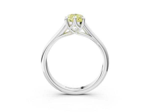 White gold Fancy Yellow Pear  Solitaire Engagement Ring with Six-Prong Setting and Classic Band