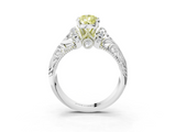 White gold Fancy Yellow Pear  Solitaire Filigree Engagement Ring with Halo and Prong Setting_72