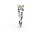White gold Fancy Yellow Pear  Solitaire Filigree Engagement Ring with Halo and Prong Setting_72