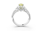 White gold Fancy Yellow Pear  Solitaire Filigree Engagement Ring with Halo and Prong Setting_73