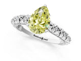 White gold Fancy Yellow Pear  Solitaire Floral Milgrain Engagement Ring_49