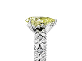 White gold Fancy Yellow Pear  Solitaire Floral Milgrain Engagement Ring_53