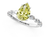 White gold Fancy Yellow Pear  Solitaire Marquise Side Stone Prong Setting Ring_60