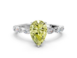 White gold Fancy Yellow Pear  Solitaire Marquise Side Stone Prong Setting Ring_60