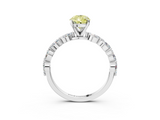 White gold Fancy Yellow Pear  Solitaire Marquise Side Stone Prong Setting Ring_63