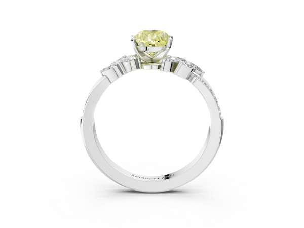 White gold Fancy Yellow Pear  Solitaire Marquise Twist Band with Six-Prong Setting