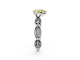 White gold Fancy Yellow Pear  Solitaire Milgrain Diamond Engagement Ring with Bezel and Marquise Band_144