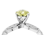 White gold Fancy Yellow Pear  Solitaire Milgrain Diamond Engagement Ring with Bezel and Marquise Band_147