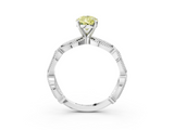 White gold Fancy Yellow Pear  Solitaire Milgrain Diamond Engagement Ring with Bezel and Marquise Band_147