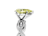 White gold Fancy Yellow Pear  Solitaire Milgrain Diamond Engagement Ring with Bezel and Marquise Band_149
