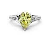 White gold Fancy Yellow Pear  Solitaire Pavé Band with Four-Prong Setting_60