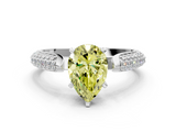 White gold Fancy Yellow Pear  Solitaire Pavé Diamond Engagement Ring with Four-Prong Setting_114