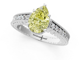 White gold Fancy Yellow Pear  Solitaire Pavé Diamond Milgrain Engagement Ring with Four-Prong Setting_4