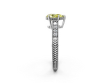 White gold Fancy Yellow Pear  Solitaire Pavé Diamond Milgrain Engagement Ring with Four-Prong Setting_5