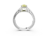 White gold Fancy Yellow Pear  Solitaire Pavé Diamond Milgrain Engagement Ring with Four-Prong Setting_6