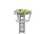 White gold Fancy Yellow Pear  Solitaire Pavé Diamond Milgrain Engagement Ring with Four-Prong Setting_8