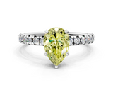 White gold Fancy Yellow Pear  Solitaire Pave Diamond Engagement Ring with Four-Prong Setting_257