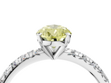 White gold Fancy Yellow Pear  Solitaire Pave Diamond Engagement Ring with Four-Prong Setting_262