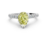 White gold Fancy Yellow Pear  Solitaire Pave Diamond Engagement Ring with Prong Setting_20