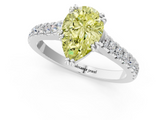 White gold Fancy Yellow Pear  Solitaire Pave Diamond Engagement Ring with Prong Setting_21