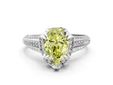 White gold Fancy Yellow Pear  Solitaire Pave Split Shank Ring with Four-Prong Setting_183
