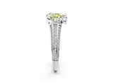 White gold Fancy Yellow Pear  Solitaire Pave Split Shank Ring with Four-Prong Setting_185